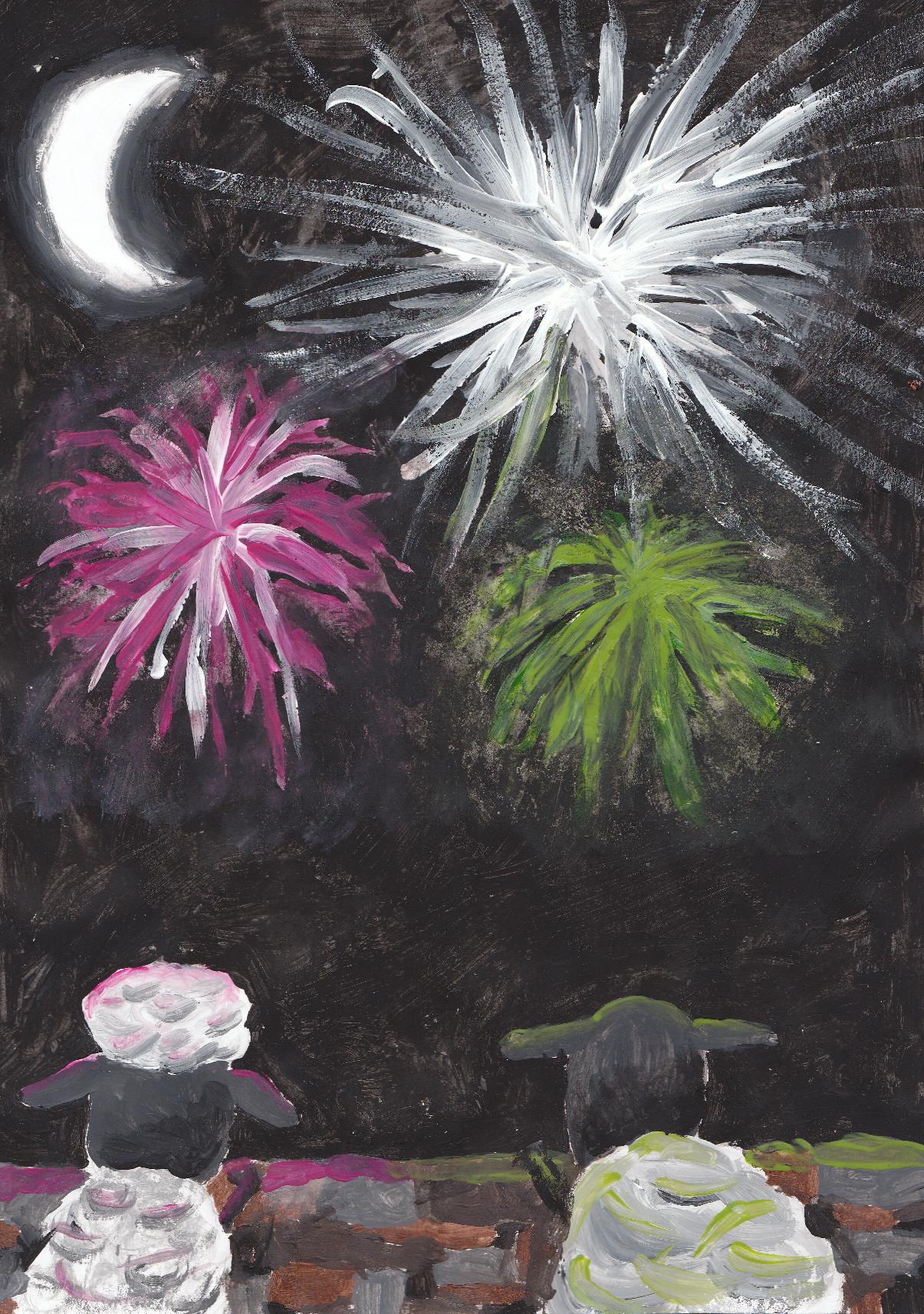 sheep with fireworks1